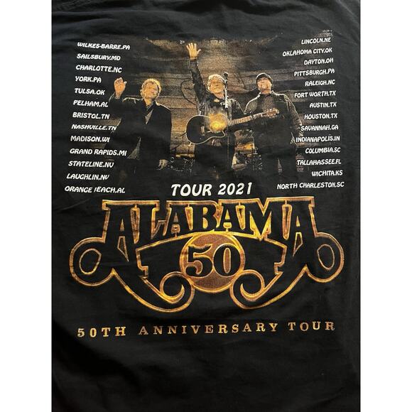 Alabama 50th Anniversary Tour 2021 T-Shirt Black Size L Country Band Concert Tee - Picture 4 of 12